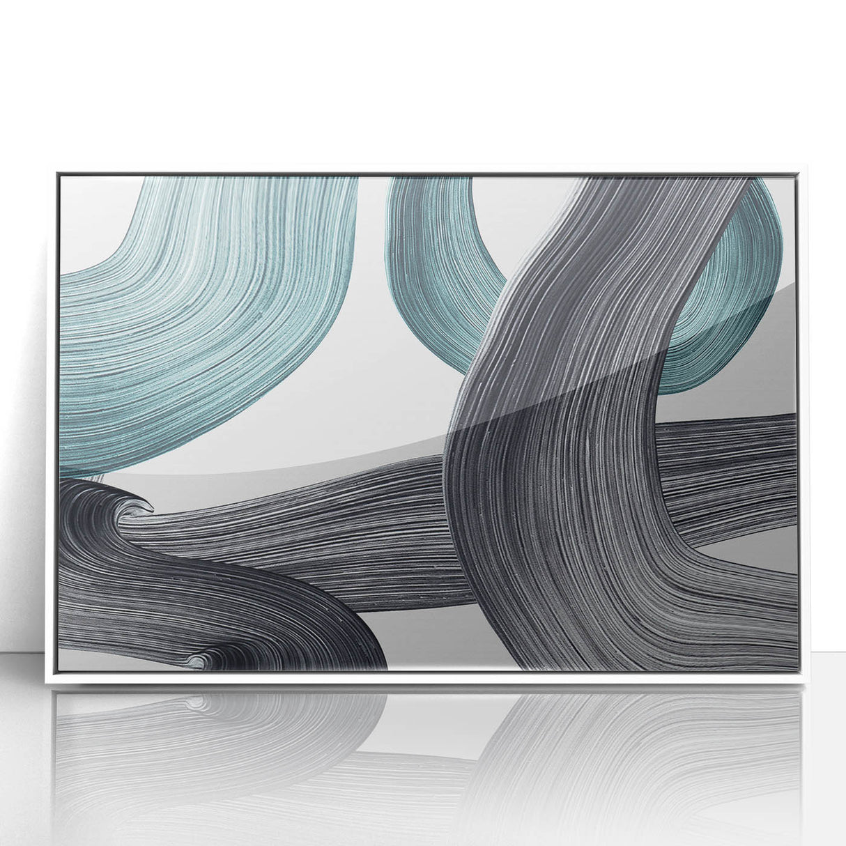Minimalist Wall Decor - Teal and Black Abstract Art Print