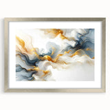 Abstract Fluid Canvas Art – Gray Blue & Gold Elegant Wall Decor