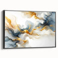 Abstract Fluid Canvas Art – Gray Blue & Gold Elegant Wall Decor