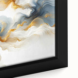 Abstract Fluid Canvas Art – Gray Blue & Gold Elegant Wall Decor