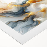 Abstract Fluid Canvas Art – Gray Blue & Gold Elegant Wall Decor