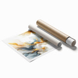 Abstract Fluid Canvas Art – Gray Blue & Gold Elegant Wall Decor