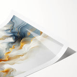 Abstract Fluid Canvas Art – Gray Blue & Gold Elegant Wall Decor