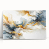 Abstract Fluid Canvas Art – Gray Blue & Gold Elegant Wall Decor