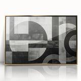 Black and White Geometric Wall Art - Modern Abstract Canvas