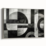 Black and White Geometric Wall Art - Modern Abstract Canvas