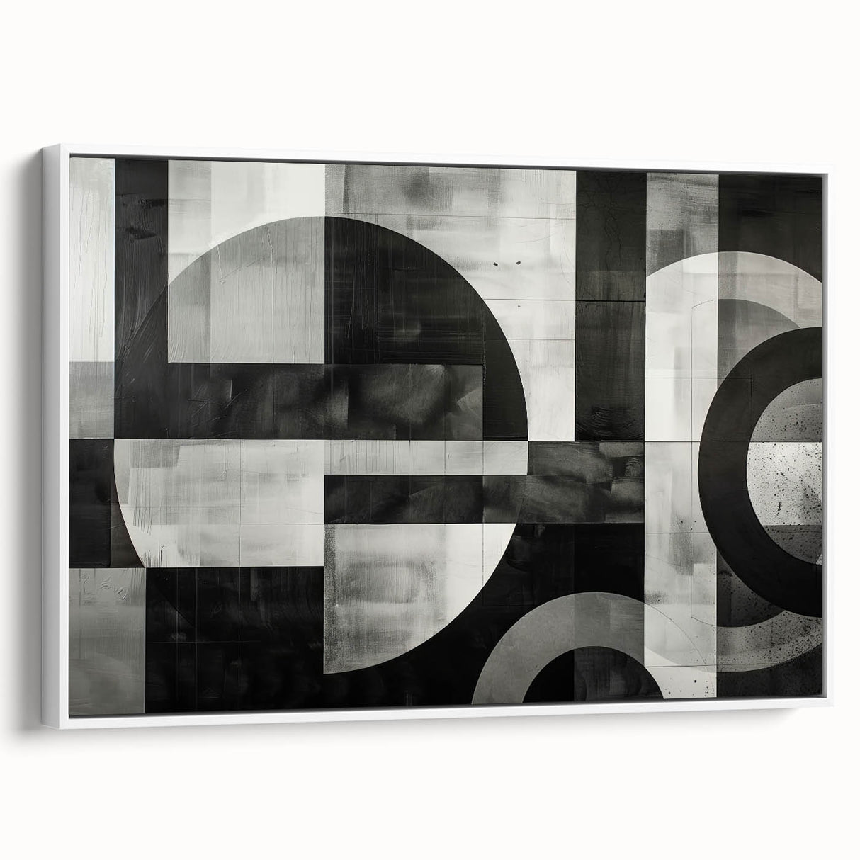 Black and White Geometric Wall Art - Modern Abstract Canvas