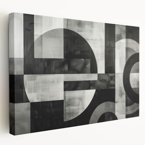Black and White Geometric Wall Art - Modern Abstract Canvas