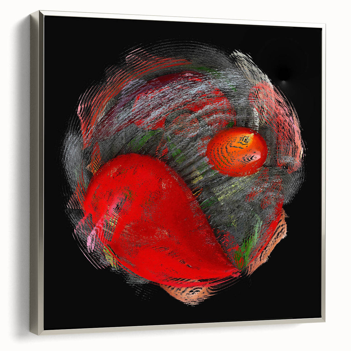 Swirling Red Orbit – Colorful Abstract Wall Hangings for Home