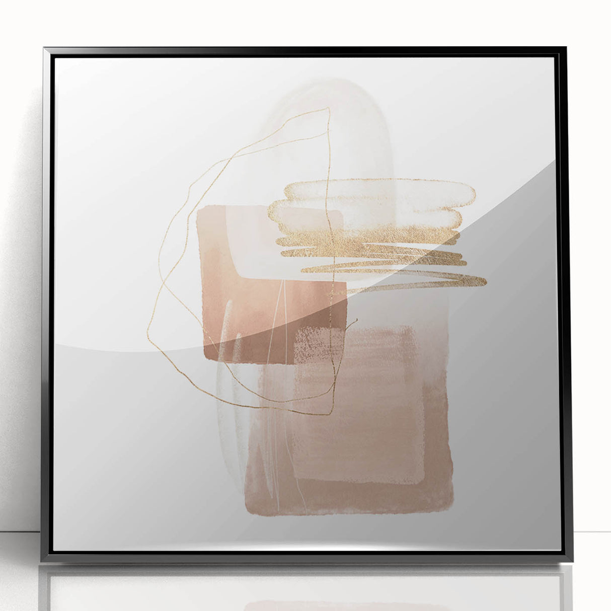 Geometric minimalist abstract wall art – soft neutral canvas print