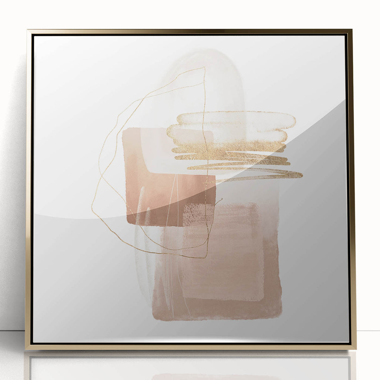 Geometric minimalist abstract wall art – soft neutral canvas print