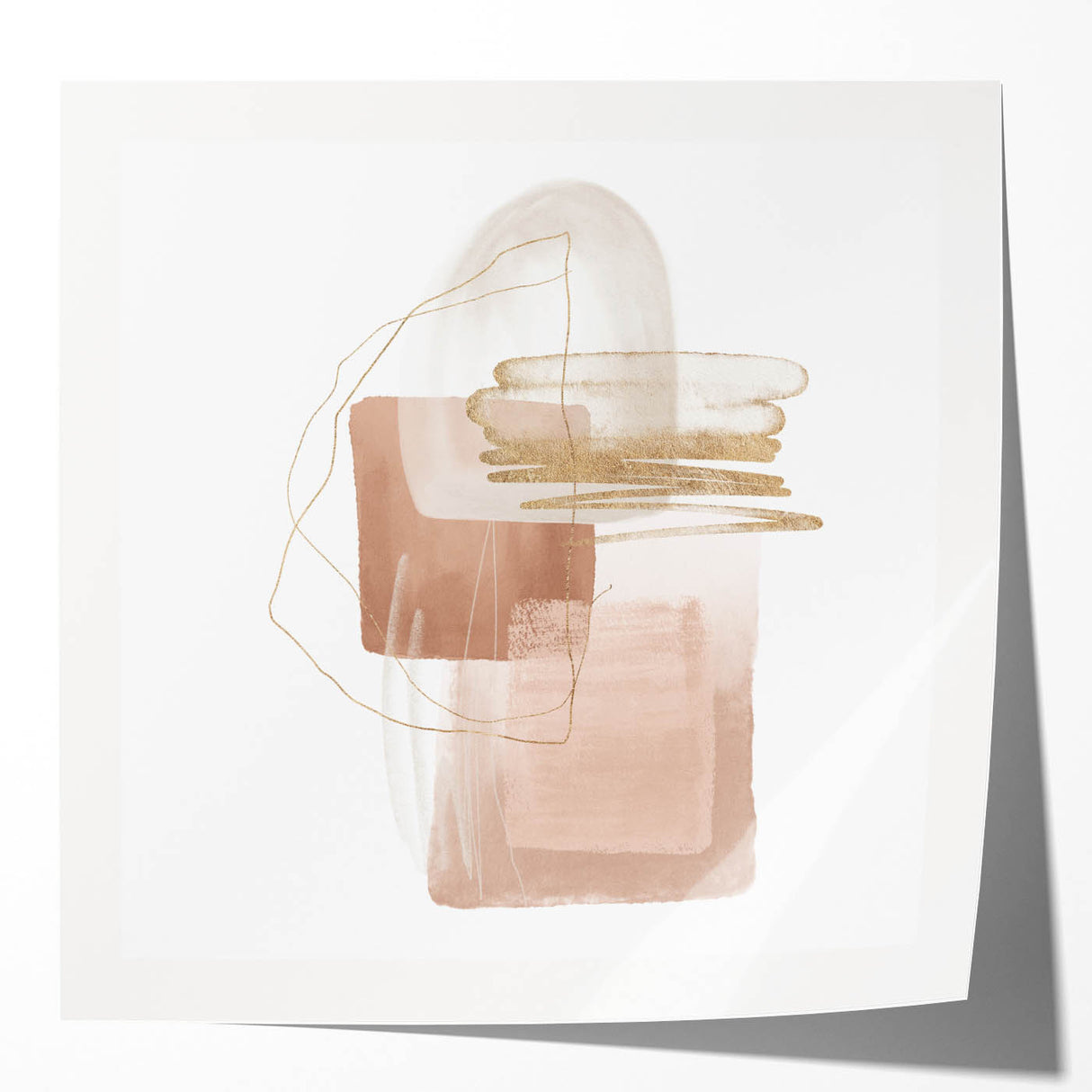Geometric minimalist abstract wall art – soft neutral canvas print