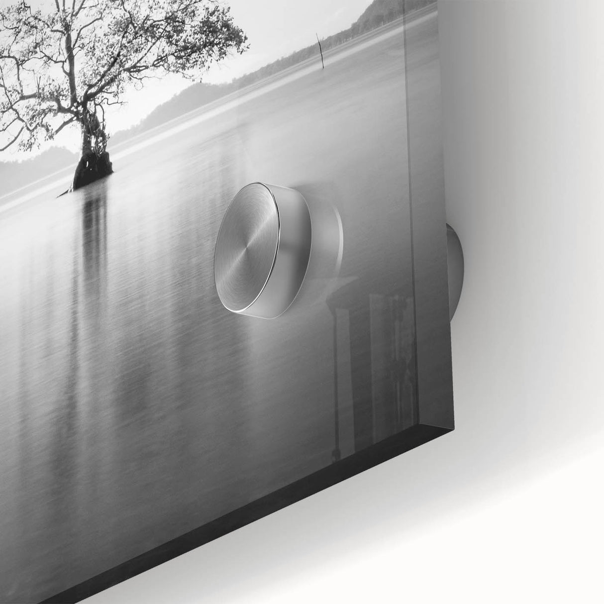 Minimalist Mountain Wall Art – Tree Reflections in Calm Waters