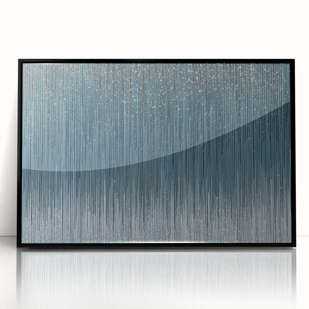 Large Modern Art Piece - Dark Blue & Gold Abstract Print