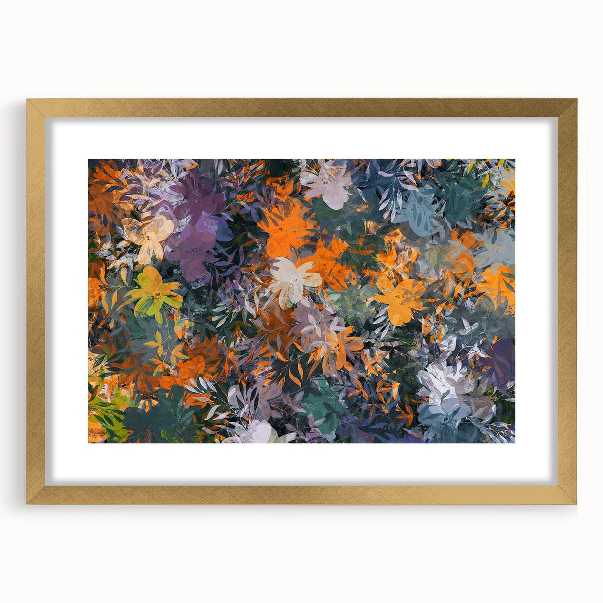 Abstract Canvas Wall Art – Vibrant Floral Modern Painting in Green & Orange