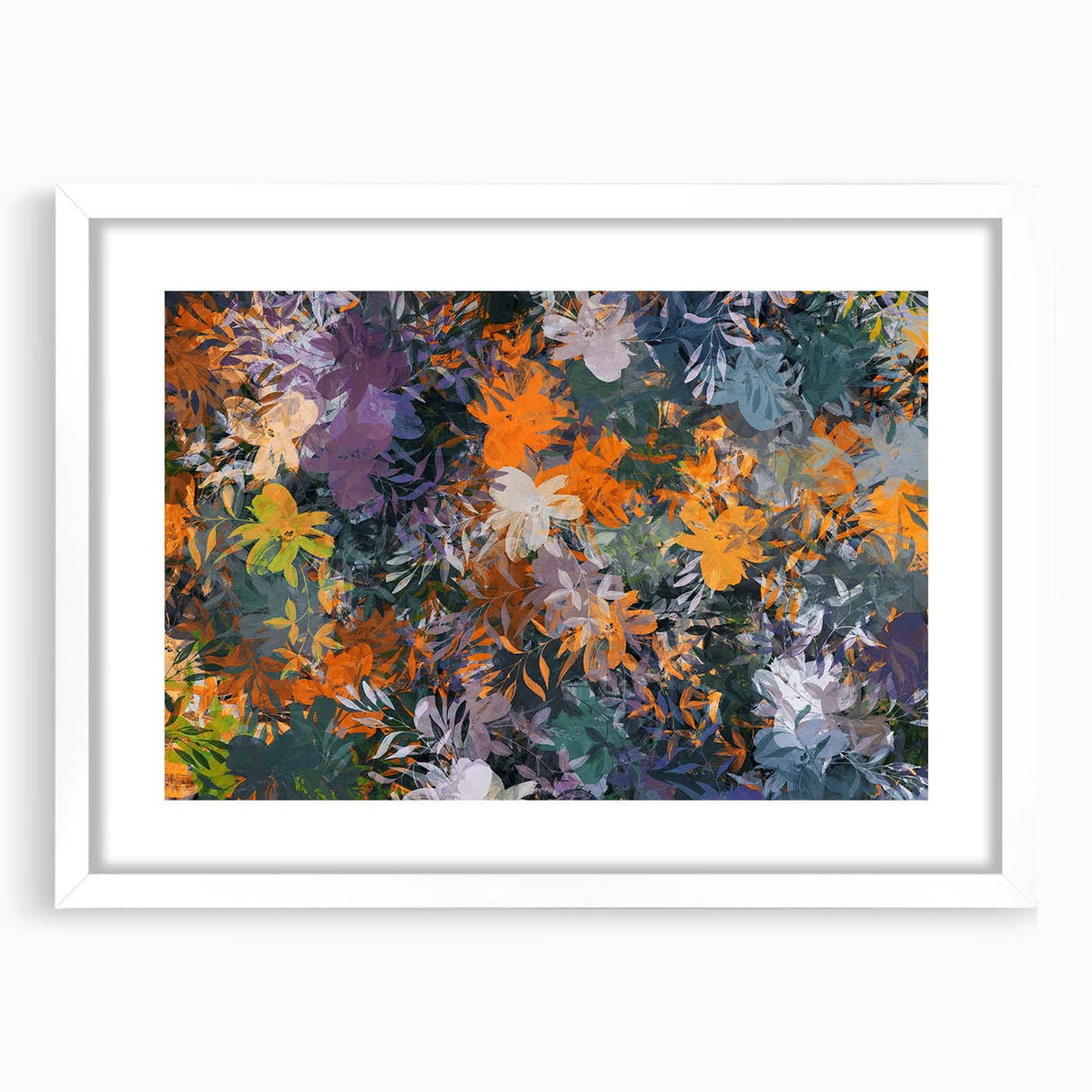 Abstract Canvas Wall Art – Vibrant Floral Modern Painting in Green & Orange