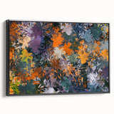 Abstract Canvas Wall Art – Vibrant Floral Modern Painting in Green & Orange