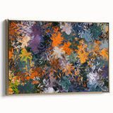 Abstract Canvas Wall Art – Vibrant Floral Modern Painting in Green & Orange