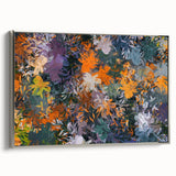 Abstract Canvas Wall Art – Vibrant Floral Modern Painting in Green & Orange