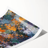 Abstract Canvas Wall Art – Vibrant Floral Modern Painting in Green & Orange