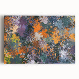 Abstract Canvas Wall Art – Vibrant Floral Modern Painting in Green & Orange