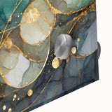 Contemporary Fluid Art Print – Teal & Gold Abstract Wall Decor
