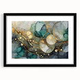 Contemporary Fluid Art Print – Teal & Gold Abstract Wall Decor