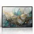 Contemporary Fluid Art Print – Teal & Gold Abstract Wall Decor