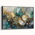 Contemporary Fluid Art Print – Teal & Gold Abstract Wall Decor