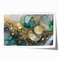 Contemporary Fluid Art Print – Teal & Gold Abstract Wall Decor