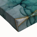 Contemporary Fluid Art Print – Teal & Gold Abstract Wall Decor