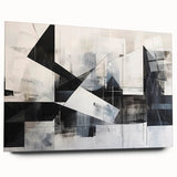 Modern Black and White Geometric Wall Art - Abstract Canvas