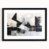 Modern Black and White Geometric Wall Art - Abstract Canvas