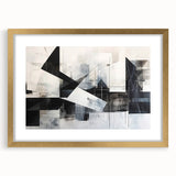 Modern Black and White Geometric Wall Art - Abstract Canvas