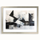Modern Black and White Geometric Wall Art - Abstract Canvas