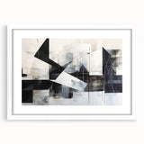 Modern Black and White Geometric Wall Art - Abstract Canvas