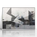 Modern Black and White Geometric Wall Art - Abstract Canvas