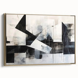 Modern Black and White Geometric Wall Art - Abstract Canvas
