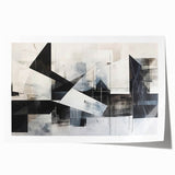 Modern Black and White Geometric Wall Art - Abstract Canvas