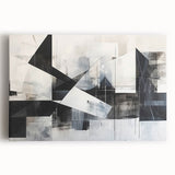 Modern Black and White Geometric Wall Art - Abstract Canvas