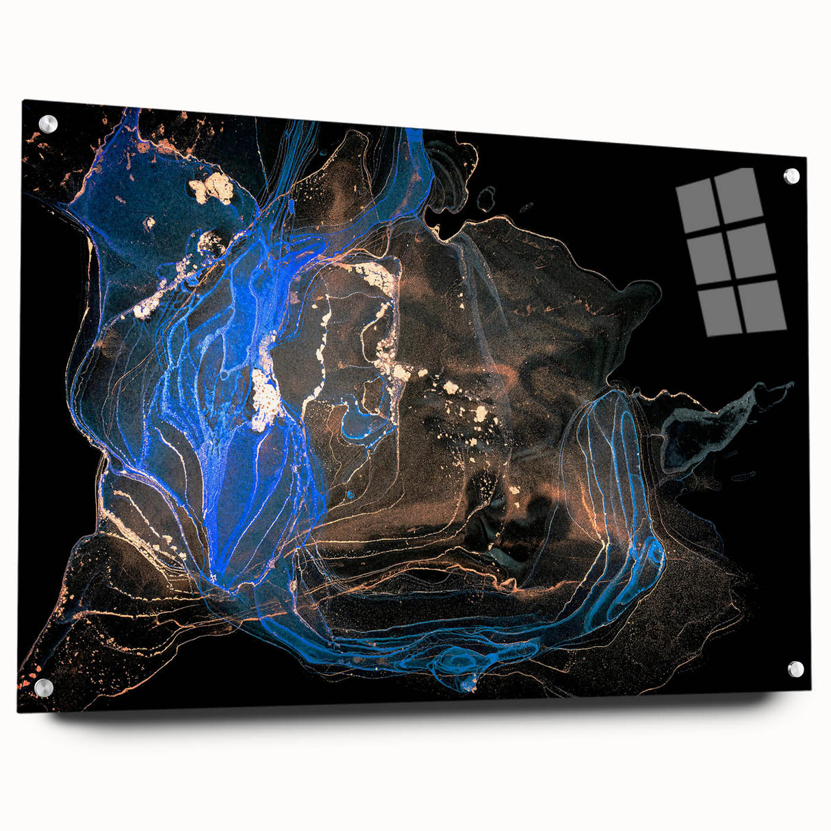 High-End Abstract Wall Decor – Black & Royal Blue Luxury Art