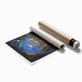 High-End Abstract Wall Decor – Black & Royal Blue Luxury Art