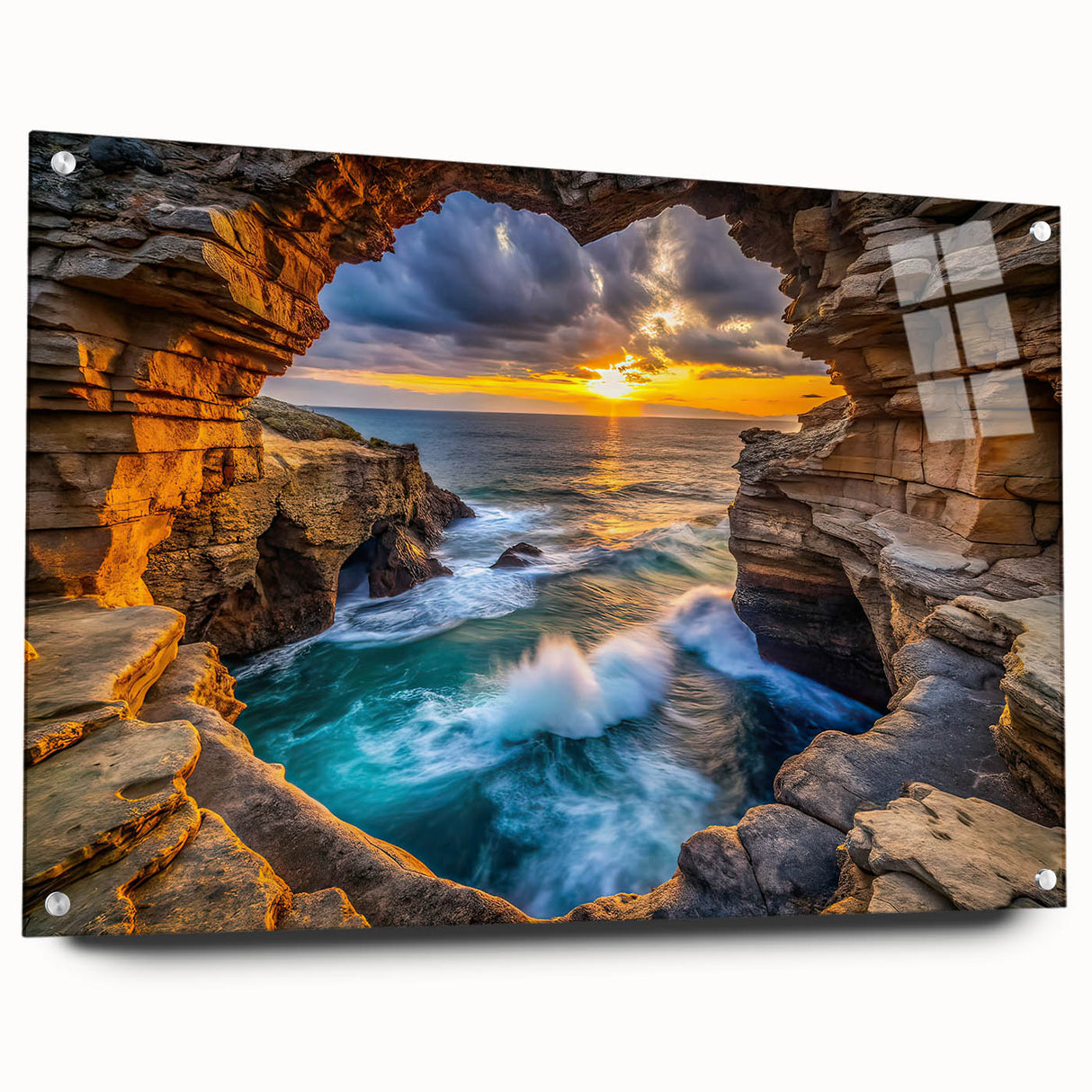 Golden Seaside Cliffs – Fine Art Photography Ocean Sunset Print