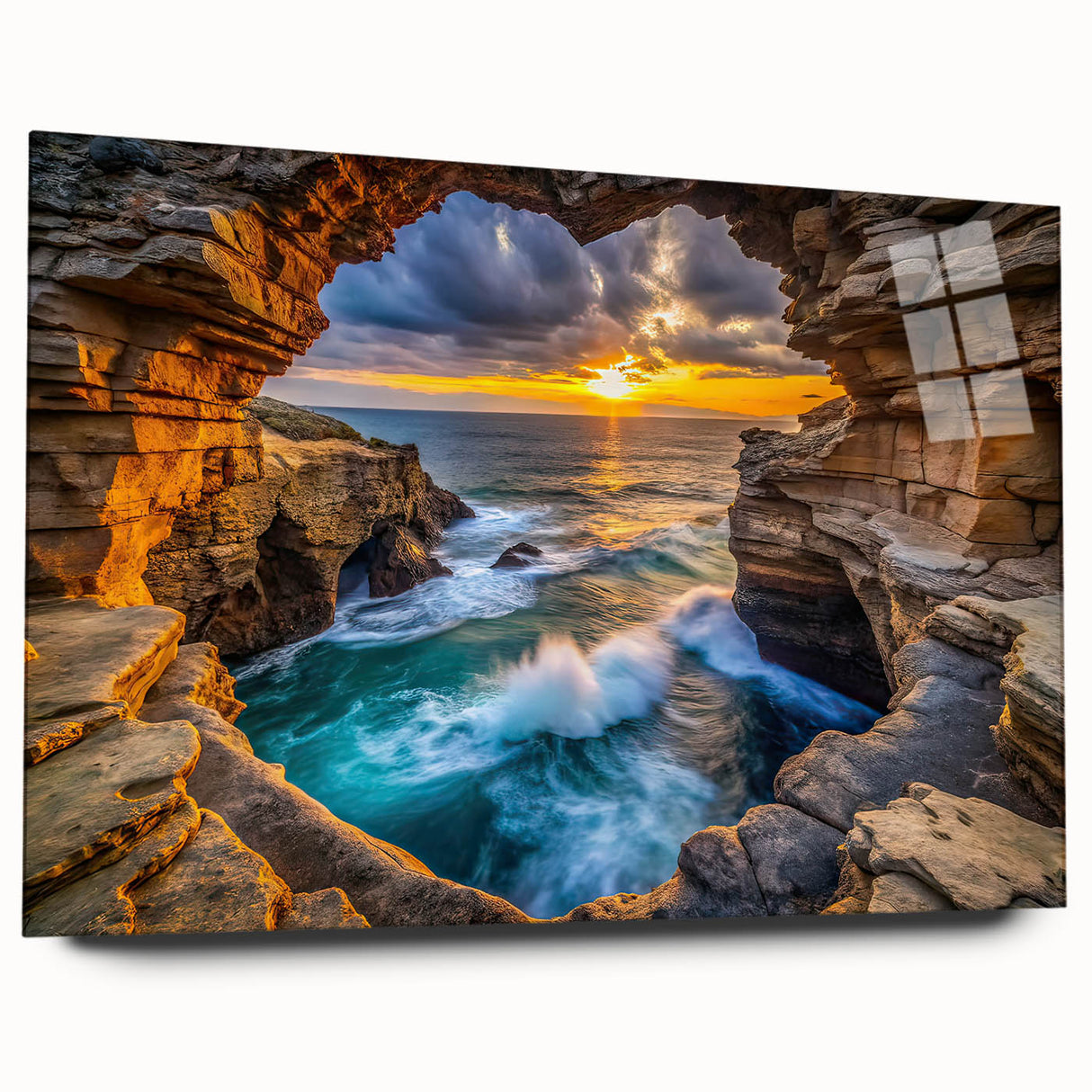 Golden Seaside Cliffs – Fine Art Photography Ocean Sunset Print