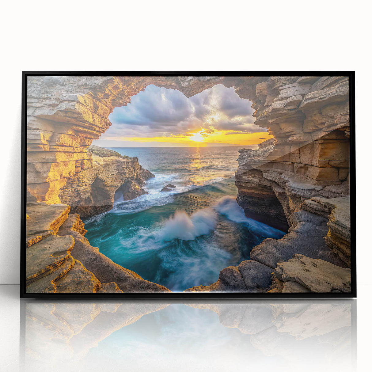 Golden Seaside Cliffs – Fine Art Photography Ocean Sunset Print