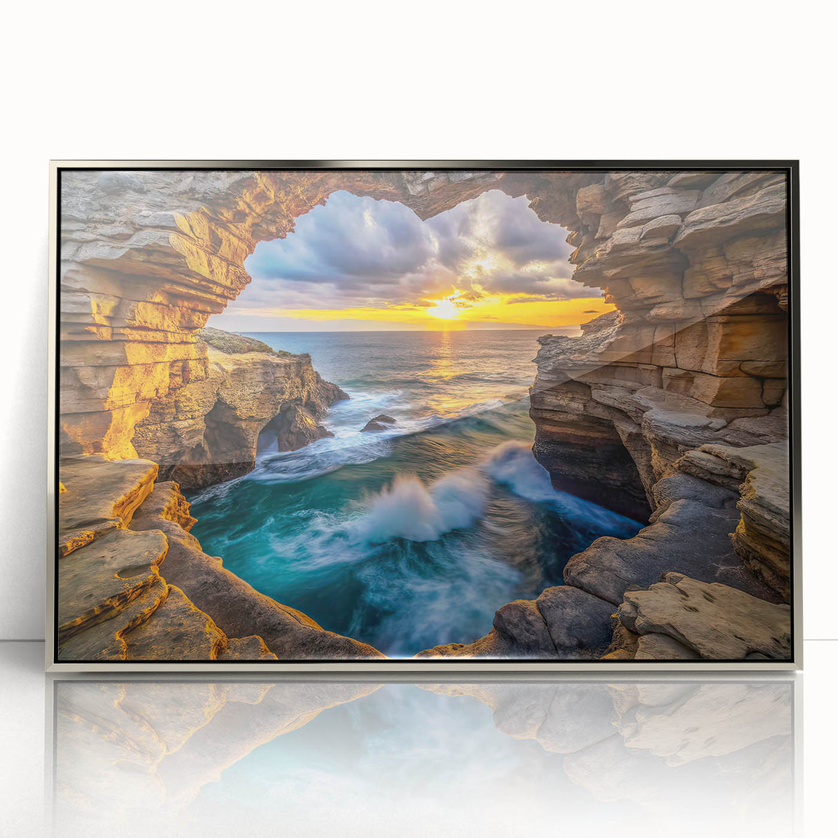 Golden Seaside Cliffs – Fine Art Photography Ocean Sunset Print