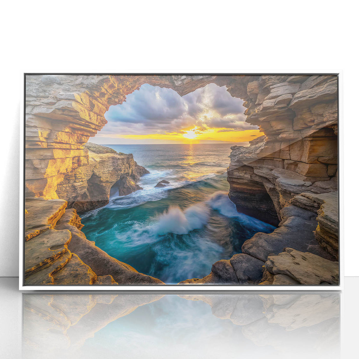 Golden Seaside Cliffs – Fine Art Photography Ocean Sunset Print