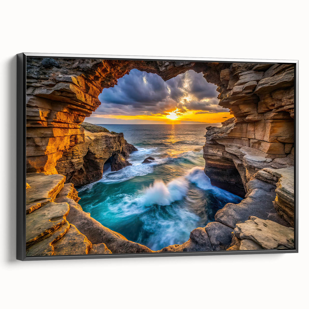 Golden Seaside Cliffs – Fine Art Photography Ocean Sunset Print