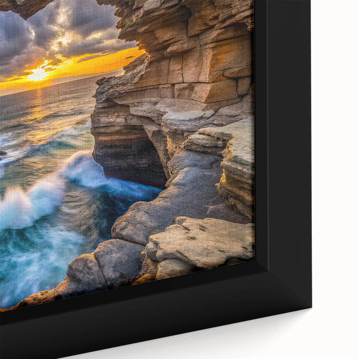 Golden Seaside Cliffs – Fine Art Photography Ocean Sunset Print