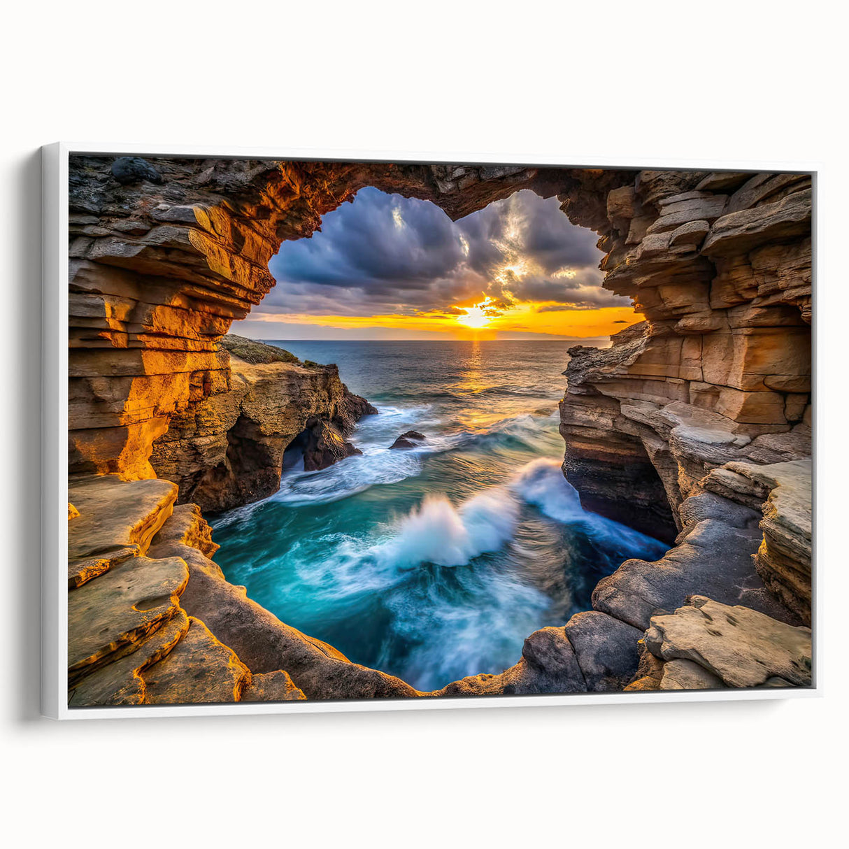 Golden Seaside Cliffs – Fine Art Photography Ocean Sunset Print